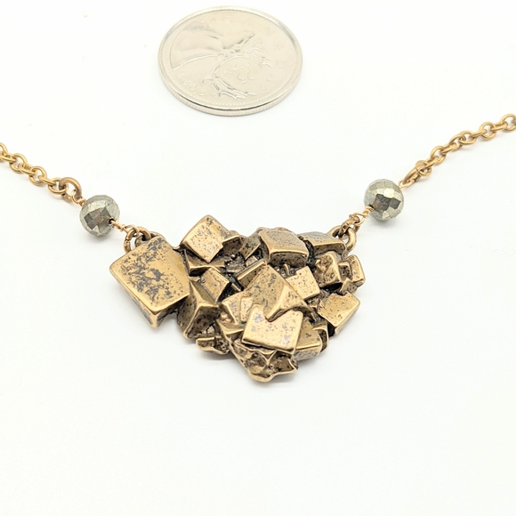 Cast Bronze Crystal Cluster and Pyrite Necklace - Picture 4 of 5